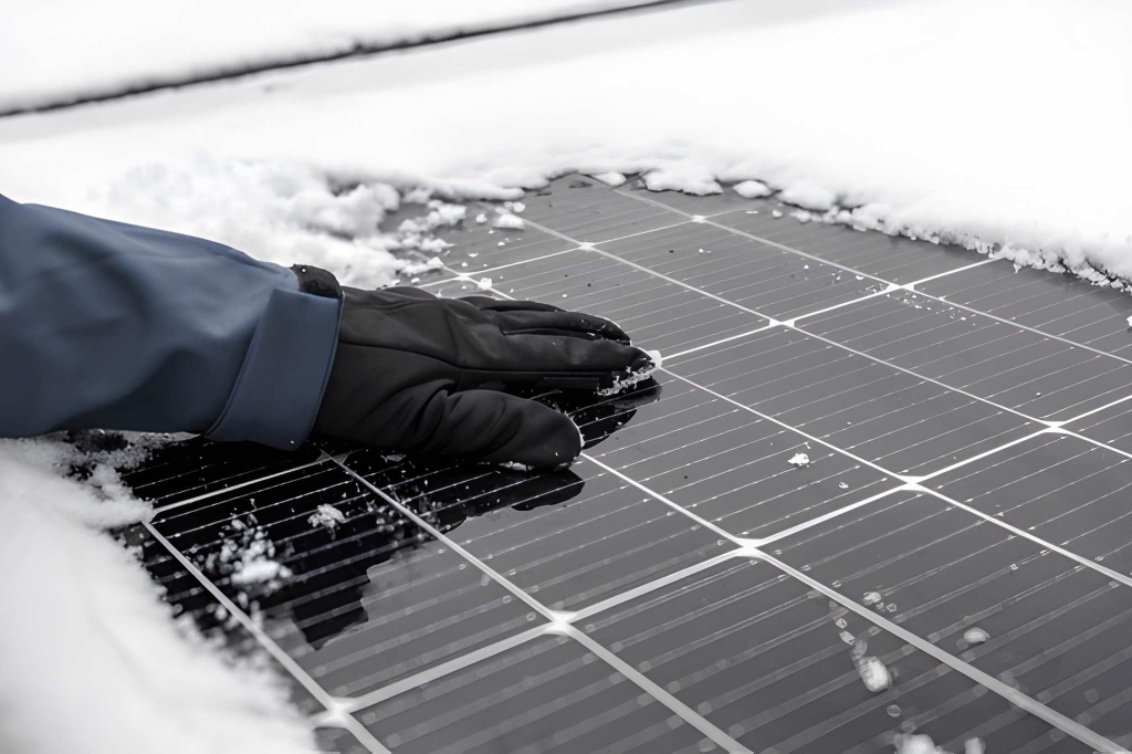 solar panels in winter