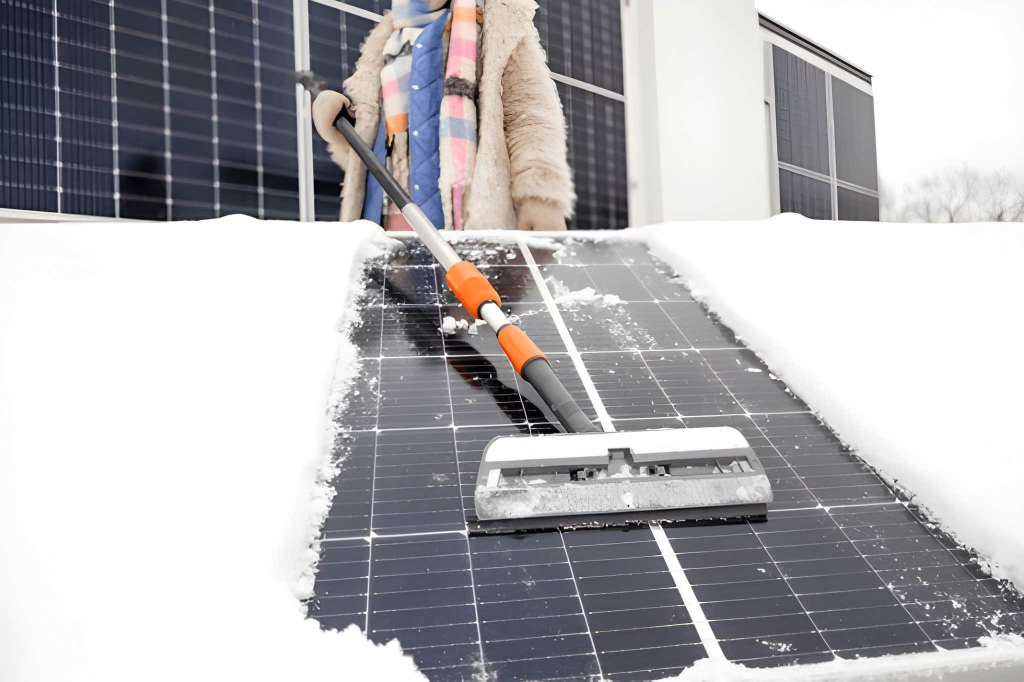 solar panels in winter